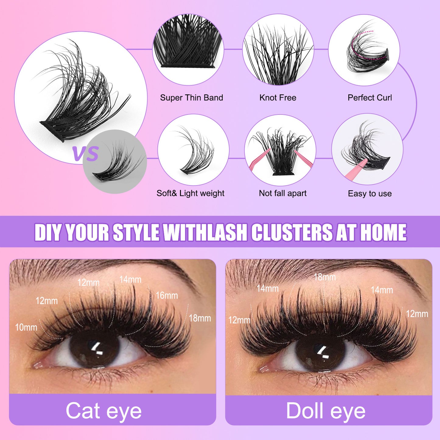 Segmented Messy Thick Curl Simulation Eyelash